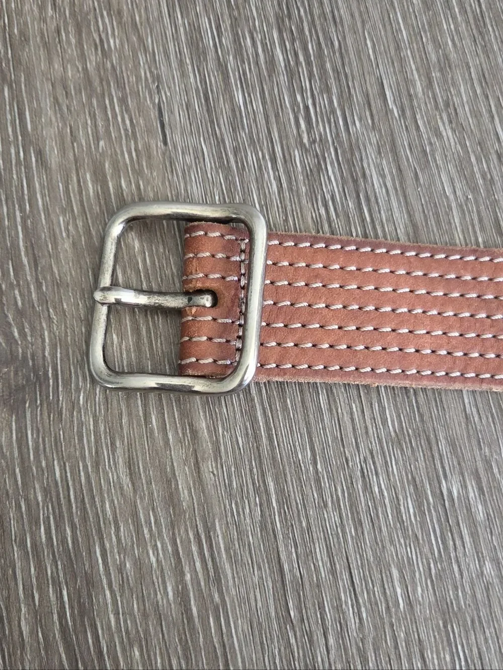 AMERICAN EAGLE BROWN GENUINE LEATHER  STITCHED CASUAL BELT Sz M Unisex